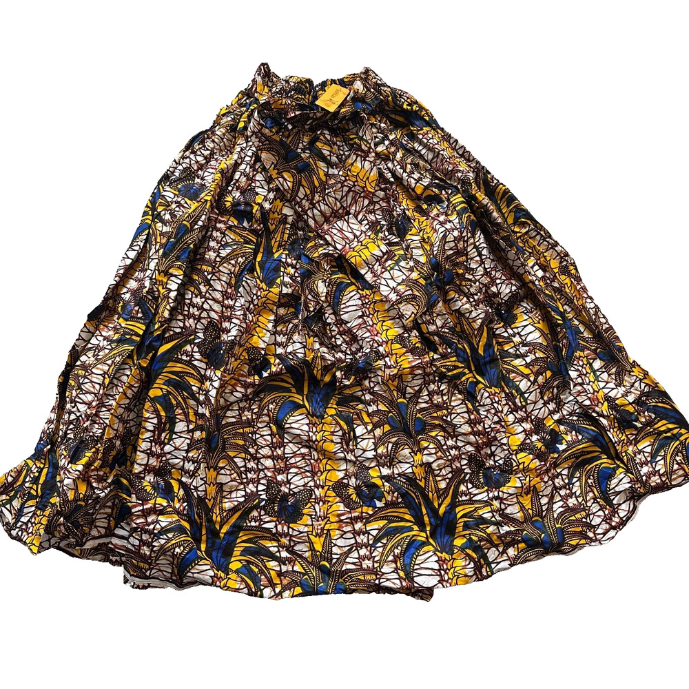 Ankara Long Maxi Skirt with Pockets Palm Tree Butterflies Sakkas One Size